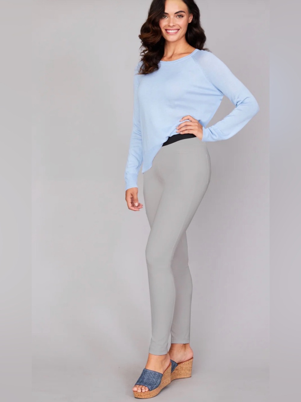 Peace of Cloth Pull On Skinny Paramount Knit Pants Gray Taupe Size S